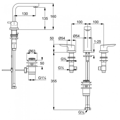Смеситель для  раковины Kludi Pure&Solid, 343940575